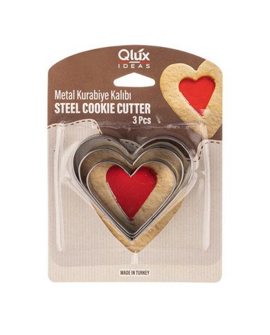Moule Découpeur de Biscuits en Acier en forme de Coeur 3pcs - Qlux Moule Découpeur de Biscuits en Acier en forme de Coeur 3pcs - Qlux