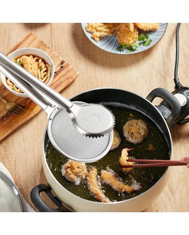 Pince à Friture à Maille Filtrante Multifonction en Acier Inoxydable