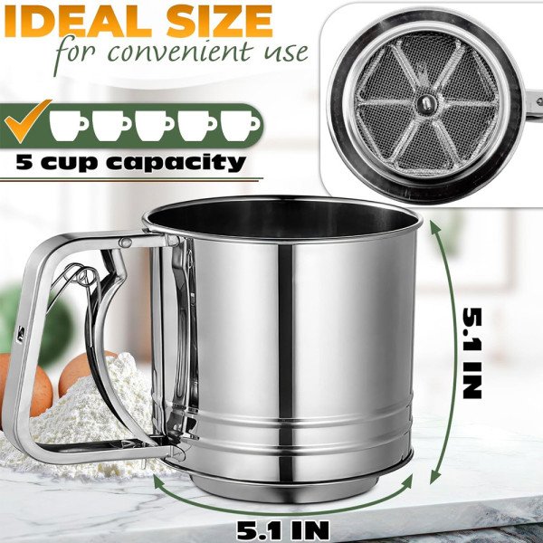 Tamis à Poudre Mécanique Multifonction GM Ø12 cm en Acier Inoxydable - Tamis à Poudre Mécanique Multifonction GM Ø12 cm en Acier Inoxydable -