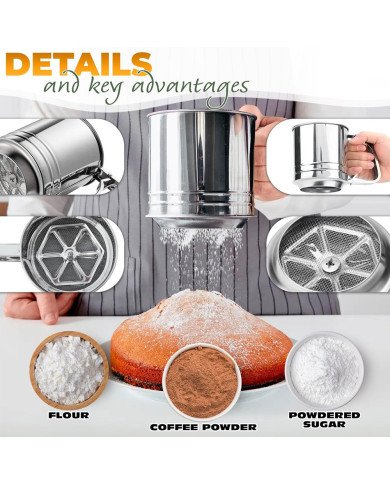 Tamis à Poudre Mécanique Multifonction GM Ø12 cm en Acier Inoxydable -