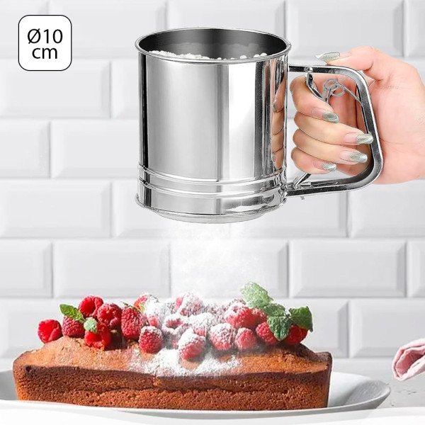 Tamis à Poudre Mécanique Multifonction PM Ø10 cm en Acier Inoxydable - Shengya Tamis à Poudre Mécanique Multifonction PM Ø10 cm en Acier Inoxydable - Shengya