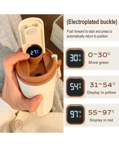 Tasse à Café Mug Isotherme en Acier Inoxydable Affichage Température