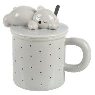 Mug Chop en Céramique avec Couvercle et Cuillère 600 ml
