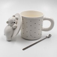 Mug Chop en Céramique avec Couvercle et Cuillère 600 ml
