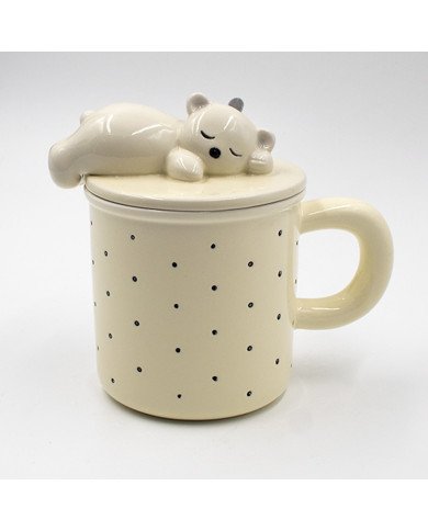 Mug Chop en Céramique avec Couvercle et Cuillère 600 ml Mug Chop en Céramique avec Couvercle et Cuillère 600 ml