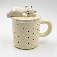 Mug Chop en Céramique avec Couvercle et Cuillère 600 ml Mug Chop en Céramique avec Couvercle et Cuillère 600 ml