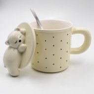 Mug Chop en Céramique avec Couvercle et Cuillère 600 ml Mug Chop en Céramique avec Couvercle et Cuillère 600 ml