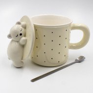 Mug Chop en Céramique avec Couvercle et Cuillère 600 ml Mug Chop en Céramique avec Couvercle et Cuillère 600 ml