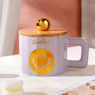 Mug Chop en Céramique avec Couvercle Design Smiling 600 ml Mug Chop en Céramique avec Couvercle Design Smiling 600 ml