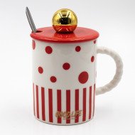 Mug Chop en Céramique Good Life avec Couvercle et Cuillère 400ml Mug Chop en Céramique Good Life avec Couvercle et Cuillère 400ml