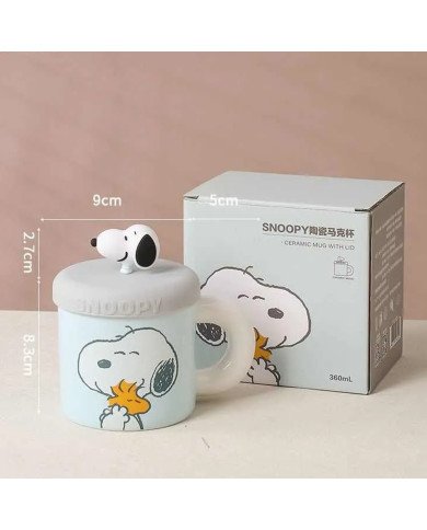Mug Chop en Céramique avec Couvercle Snoopy Jaune 450 ml Mug Chop en Céramique avec Couvercle Snoopy Jaune 450 ml