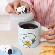 Mug Chop en Céramique avec Couvercle Snoopy Bleu 450 ml
