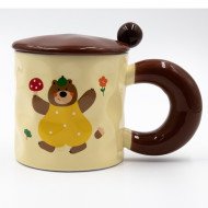 Mug Chop en Céramique avec Couvercle et Cuillère Bear 450 ml Mug Chop en Céramique avec Couvercle et Cuillère Bear 450 ml