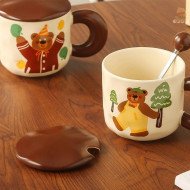 Mug Chop en Céramique avec Couvercle et Cuillère Bear 450 ml Mug Chop en Céramique avec Couvercle et Cuillère Bear 450 ml