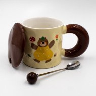 Mug Chop en Céramique avec Couvercle et Cuillère Bear 450 ml Mug Chop en Céramique avec Couvercle et Cuillère Bear 450 ml