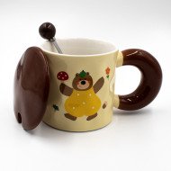 Mug Chop en Céramique avec Couvercle et Cuillère Bear 450 ml Mug Chop en Céramique avec Couvercle et Cuillère Bear 450 ml