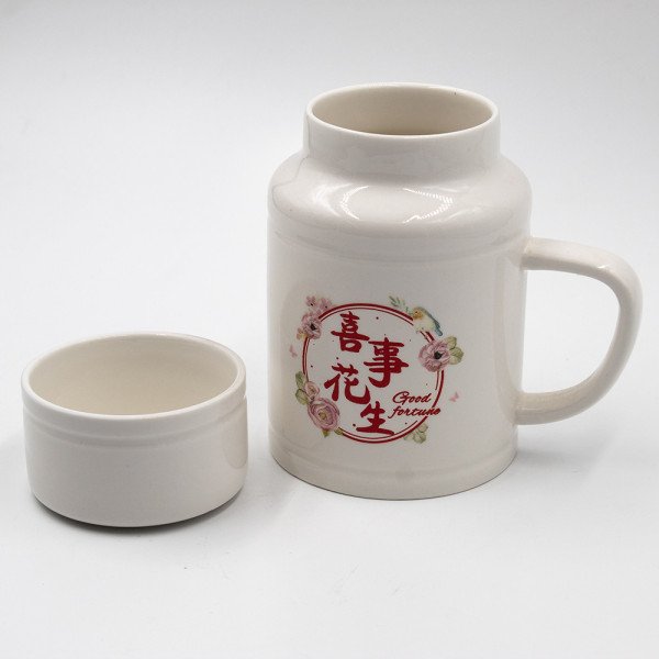 Mug Chop en Céramique Good Fortune avec Couvercle Tasse 500 ml Mug Chop en Céramique Good Fortune avec Couvercle Tasse 500 ml