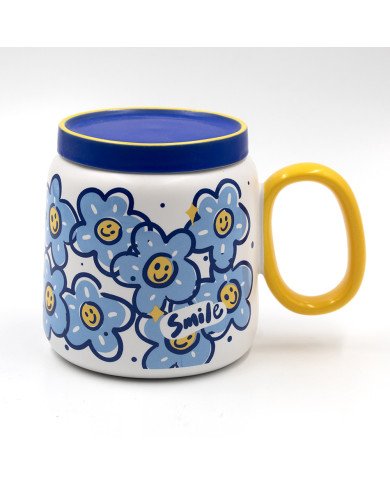 Mug Chop en Céramique Make Life Better avec Couvercle 450 ml Mug Chop en Céramique Make Life Better avec Couvercle 450 ml