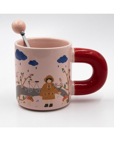 Mug Chop en Céramique avec Cuillère Rainy 375 ml Mug Chop en Céramique avec Cuillère Rainy 375 ml