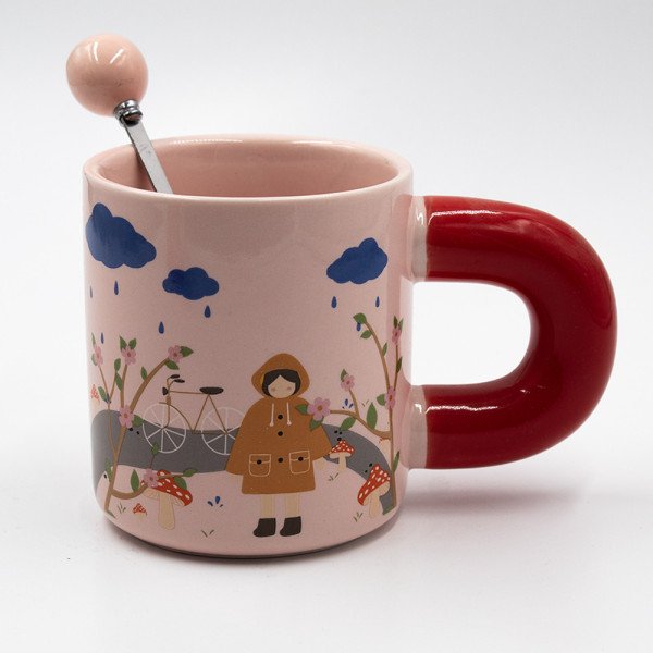 Mug Chop en Céramique avec Cuillère Rainy 375 ml Mug Chop en Céramique avec Cuillère Rainy 375 ml