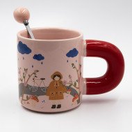 Mug Chop en Céramique avec Cuillère Rainy 375 ml Mug Chop en Céramique avec Cuillère Rainy 375 ml