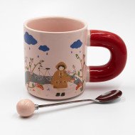 Mug Chop en Céramique avec Cuillère Rainy 375 ml Mug Chop en Céramique avec Cuillère Rainy 375 ml
