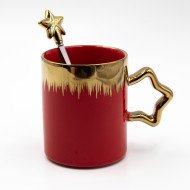 Mug Chop en Céramique avec Cuillère Star Gold 375 ml Mug Chop en Céramique avec Cuillère Star Gold 375 ml