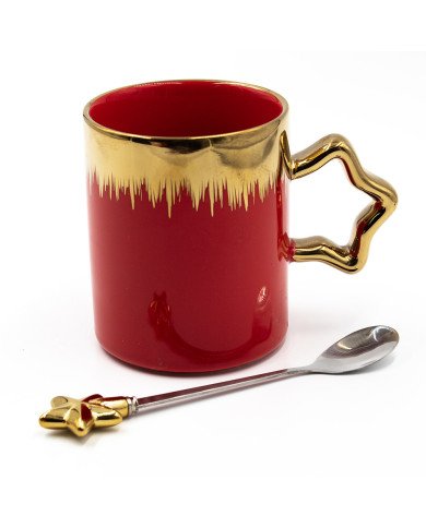Mug Chop en Céramique avec Cuillère Star Gold 375 ml Mug Chop en Céramique avec Cuillère Star Gold 375 ml