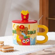 Mug Chop en Céramique Little Bear avec Couvercle et Cuillère 450 ml Mug Chop en Céramique Little Bear avec Couvercle et Cuillère 450 ml