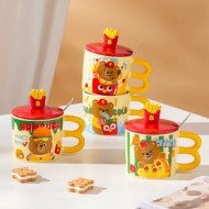 Mug Chop en Céramique Little Bear avec Couvercle et Cuillère 450 ml Mug Chop en Céramique Little Bear avec Couvercle et Cuillère 450 ml
