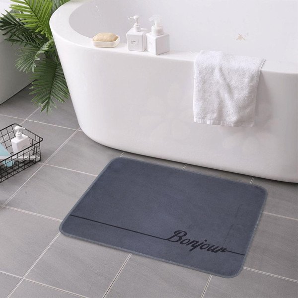 Tapis de Bain Feutré Antidérapant - Design "Bonjour" 40/60cm – Doux Tapis de Bain Feutré Antidérapant - Design "Bonjour" 40/60cm – Doux