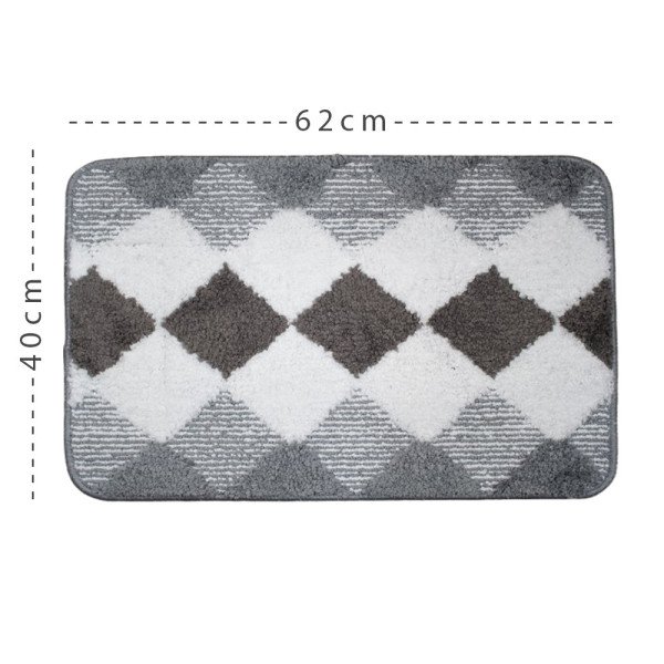 Tapis de Bain Antidérapant en Polyester Motif Losange – Confort Doux
