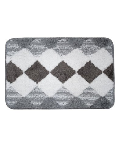 Tapis de Bain Antidérapant en Polyester Motif Losange – Confort Doux – 60x40 cm