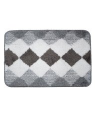 Tapis de Bain Antidérapant en Polyester Motif Losange – Confort Doux – 60x40 cm