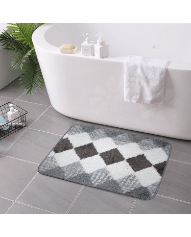 Tapis de Bain Antidérapant en Polyester Motif Losange – Confort Doux