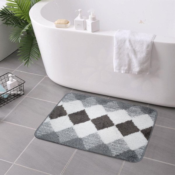 Tapis de Bain Antidérapant en Polyester Motif Losange – Confort Doux Tapis de Bain Antidérapant en Polyester Motif Losange – Confort Doux