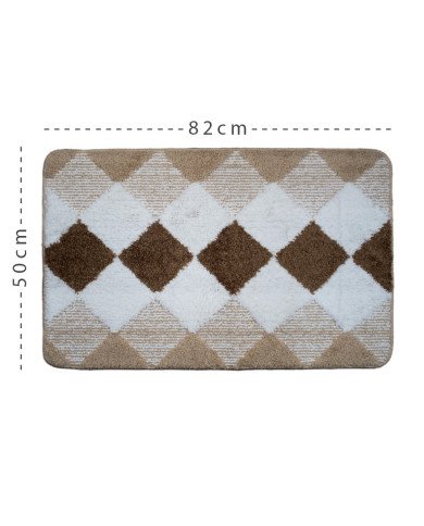 Tapis de Bain Antidérapant en Polyester Motif Losange – Confort Doux