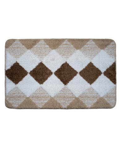 Tapis de Bain Antidérapant en Polyester Motif Losange – Confort Doux – 80x50 cm
