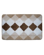 Tapis de Bain Antidérapant en Polyester Motif Losange – Confort Doux – 80x50 cm