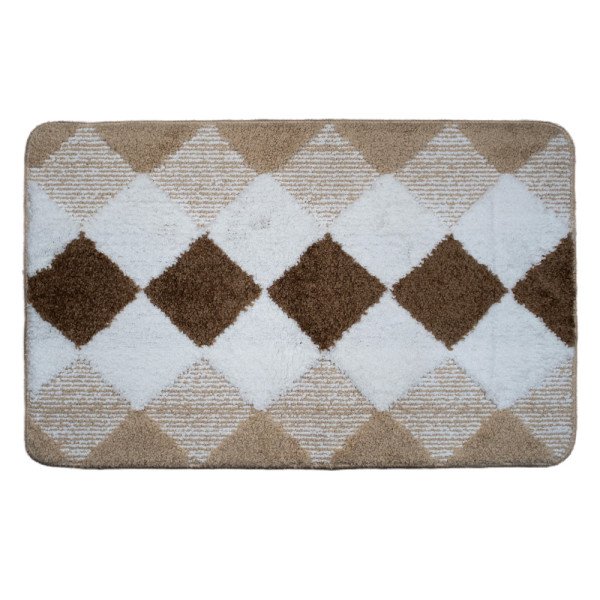 Tapis de Bain Antidérapant en Polyester Motif Losange – Confort Doux – 80x50 cm Tapis de Bain Antidérapant en Polyester Motif Losange – Confort Doux – 80x50 cm
