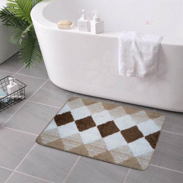 Tapis de Bain Antidérapant en Polyester Motif Losange – Confort Doux Tapis de Bain Antidérapant en Polyester Motif Losange – Confort Doux