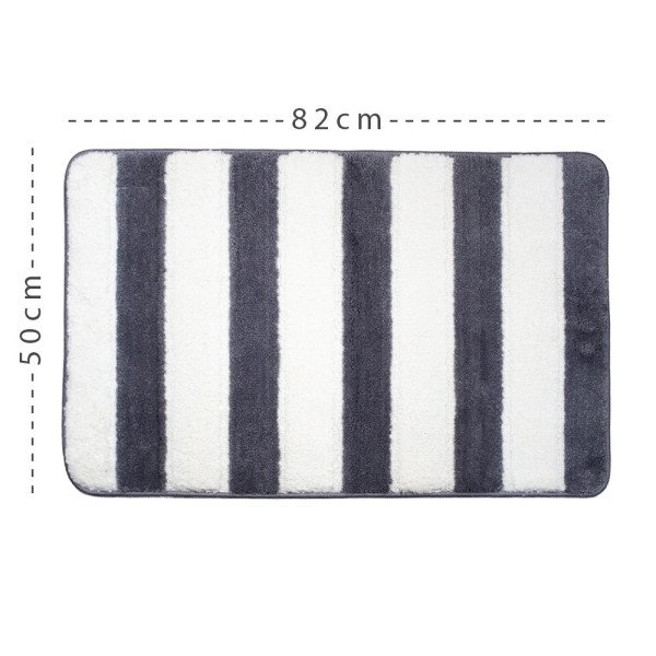 Tapis de Bain Antidérapant en Polyester Motif Rayures – Confort Doux