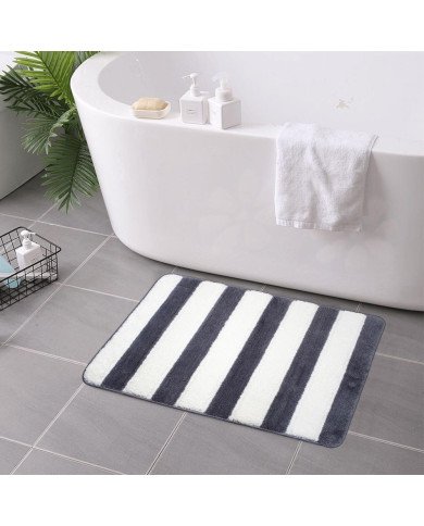 Tapis de Bain Antidérapant en Polyester Motif Rayures – Confort Doux Tapis de Bain Antidérapant en Polyester Motif Rayures – Confort Doux