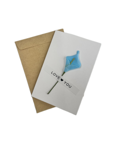 Carte de vœux décorée fleurs et plumes séchées