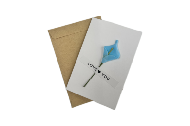 Carte de vœux décorée fleurs et plumes séchées