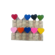 Lot de 10 pinces photos cœur colorées
