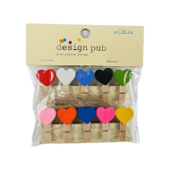 Lot de 10 pinces photos cœur colorées