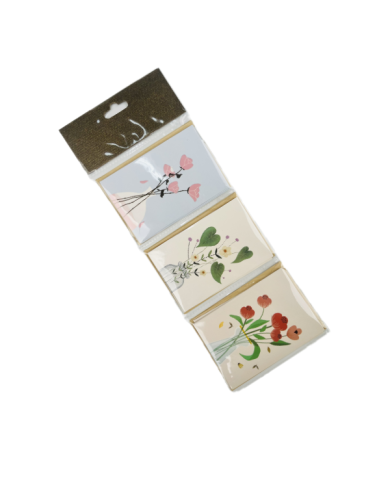 Lot de 9 cartes de vœux motif fleurs