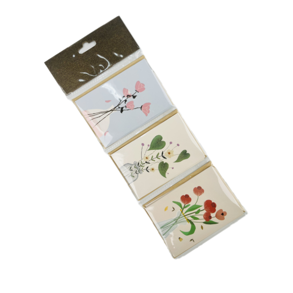 Lot de 9 cartes de vœux motif fleurs