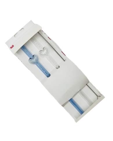 Lot de 2 pailles en verre avec nettoyeur cœur